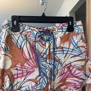 J.CREW Linen Pants US 6 Multicolor Drawstring Waist Pockets Casual Chic